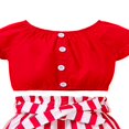 thumbnail image 3 of PENGXIANG Toddler Girl Summer Outfits Set  Short Sleeve Button Down Crop Top Striped Shorts with Belt MHX, 3 of 6