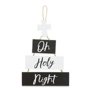 Holiday Time Wood Slat Hanging Sign Decor, Oh, Holy, Night