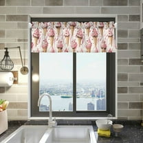 Yayeee Kitchen Valance Rod Pocket 54" x 18" Living Room Window Curtain, Pink Ice Cream Pattern
