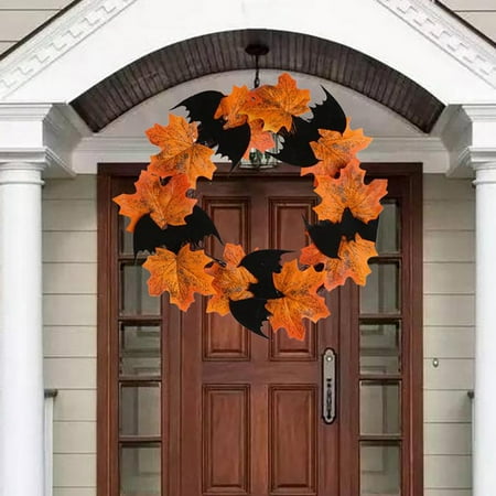 

Chiccall Home Decor Halloween Decorations Bat Wreath Pendant Window Door Hanging Maple Leaf Wreath Halloween Decorations Indoor Outdoor on Clearance
