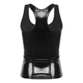 thumbnail image 4 of Camisola gótica punk sexy con tiras para mujer, aspecto mojado, de charol, camiseta sin mangas con cuello en U y cremallera frontal para mujer, 4 of 5