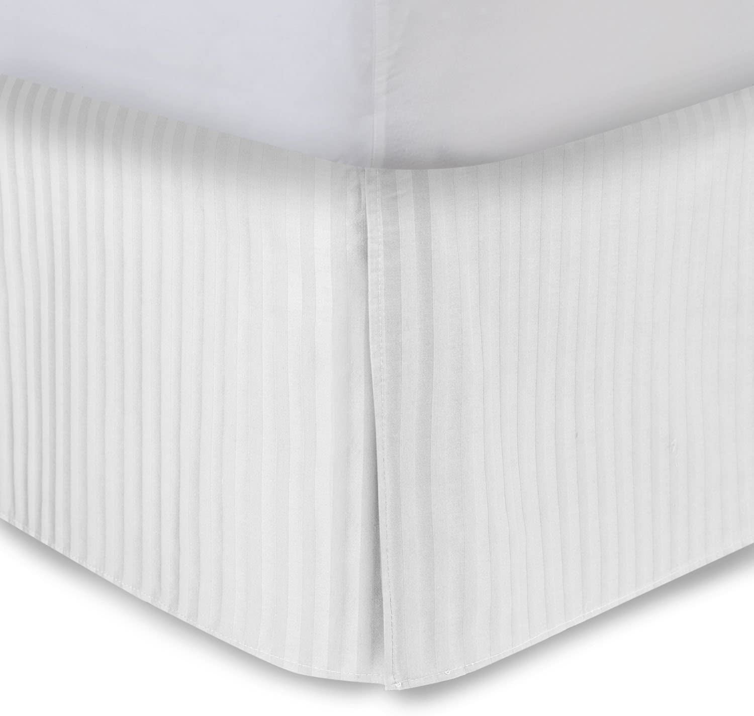White Bed Skirt Olymic Queen Bed Skirt 18 Inch Drop, Tailored/Pleated