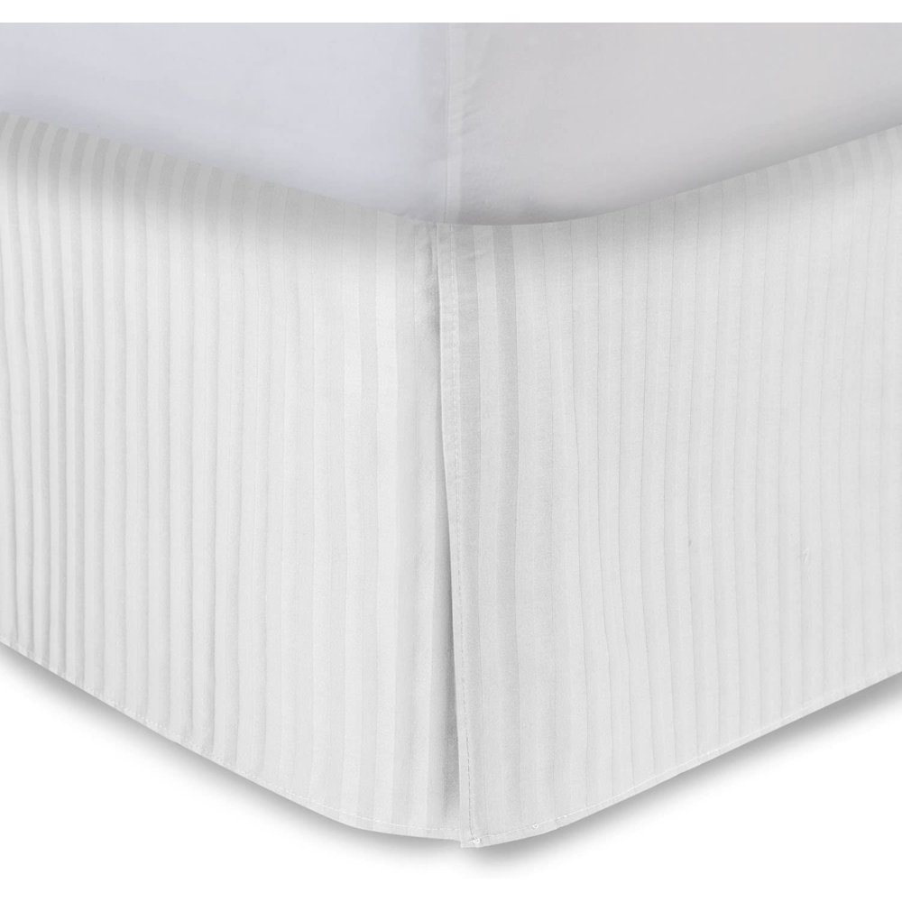 White Bed Skirt Twin XL Bed Skirt 21 Inch Drop, Tailored/Pleated