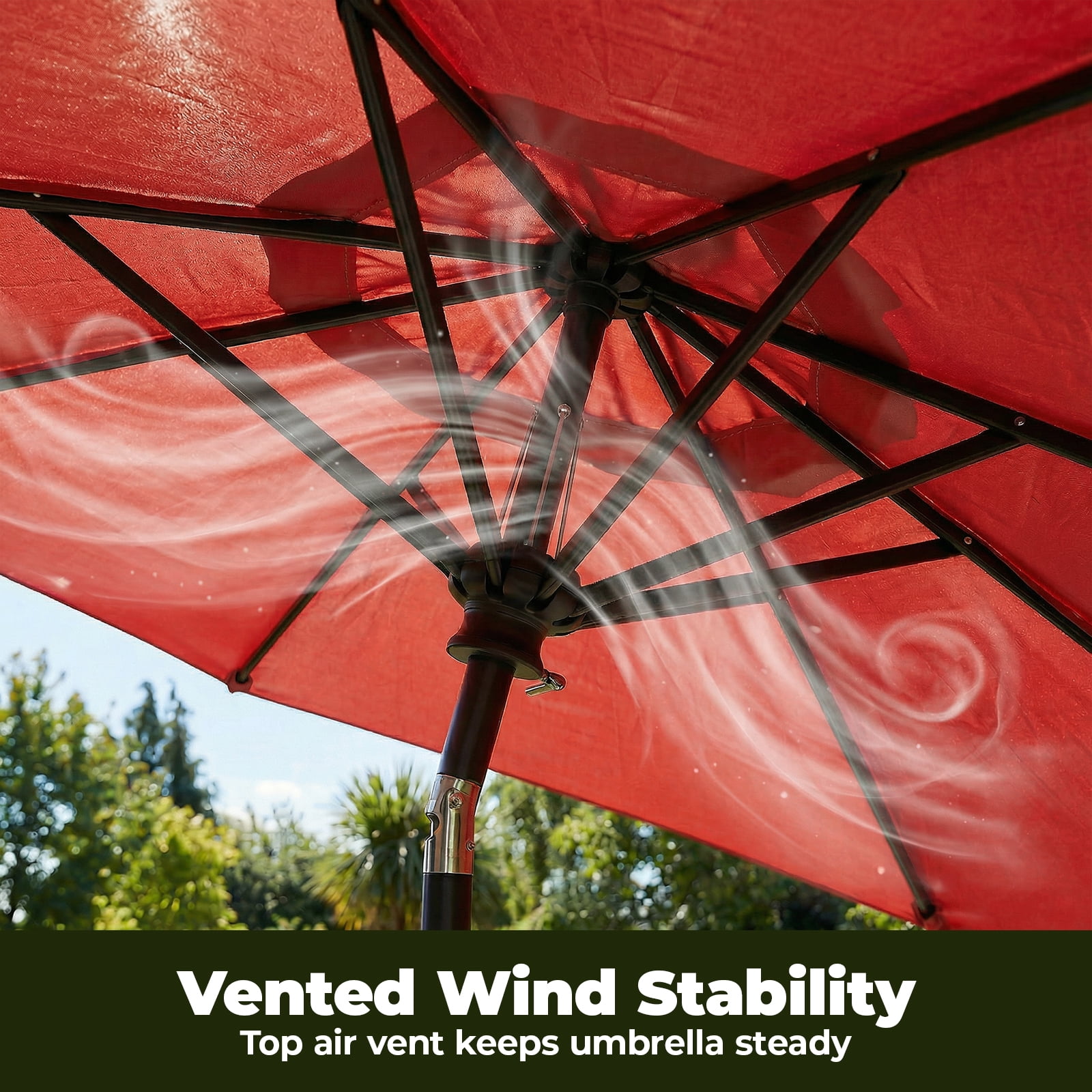 Alvantor 9FT Outdoor Patio Umbrella with Push Button Tilt & Crank, 8 Sturdy Ribs UV Protection Waterproof for Garden, Backyard