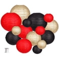 thumbnail image 1 of Set de faroles decorativos de papel zilue, negro, dorado y rojo, 15 unidades, 1 of 7
