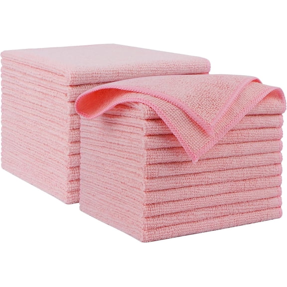 Microfiber Cleaning Cloth Pink 20PK, Microfiber Towels for Cars, Premium Car Cloths, Dusting Cloth Lint Free Cleaning Rags for SUVs, House, Kitchen, Window, Workshops,1212"
