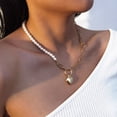thumbnail image 1 of 2023 Tendance Bijoux Élégants Mariage Collier Grande Perle pour Femmes Mode Perle Imitation Pierre Verte Couleur Rose Collier Ras-du-Cou, 1 of 5