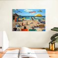 thumbnail image 3 of Elephant Stock Dog Beach Wall Art - Horizontal Canvas Wall Art - Living Room Wall Decor - Humor Canvas - Blue And Beige Decor By Lucia Heffernan - 12" x 8", 3 of 8