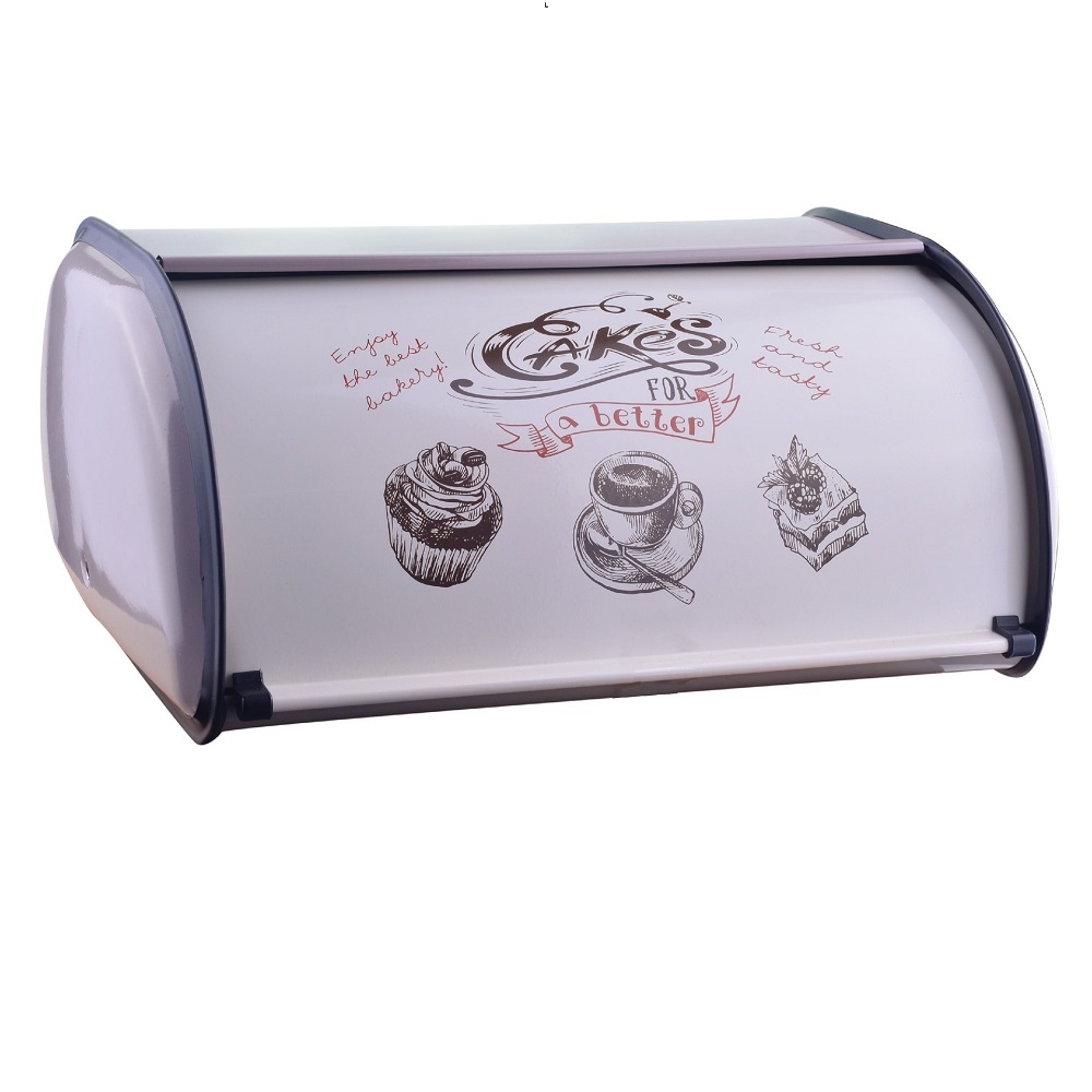 Large Bread Box, Metal Vintage Roll Top Bread Bin Dustproof Anti