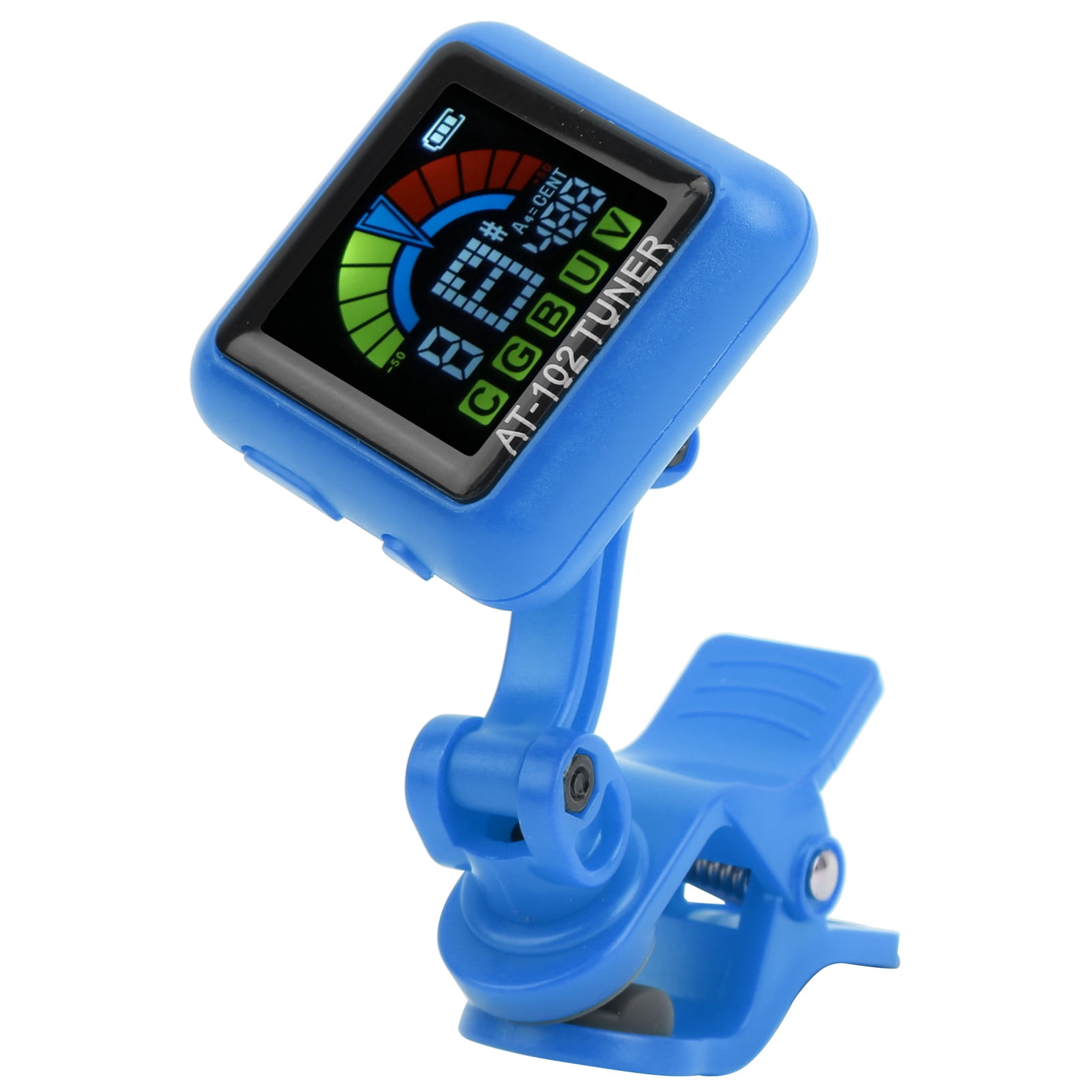 Guitar Clipon Tuner USB Rechargeable Builtin Battery Violin Ukulele AT102(Blue )