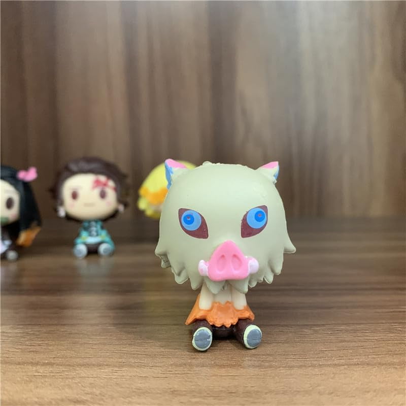 Newly Tanjirou Nezuko Figure Agatsuma Zenitsu Figure Hashibira Inosuke Figure Four Sitting Q Version Action Figures 5cm/1.9inch Handmade PVC Anime Gifts