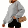 thumbnail image 2 of WULMLEO Womens Sweatshirt Long Sleeve Color Block Fleece Hoodies Fall Casual Crewneck Pullover Tunic Tops 2025 Light Gray 2XL, 2 of 6