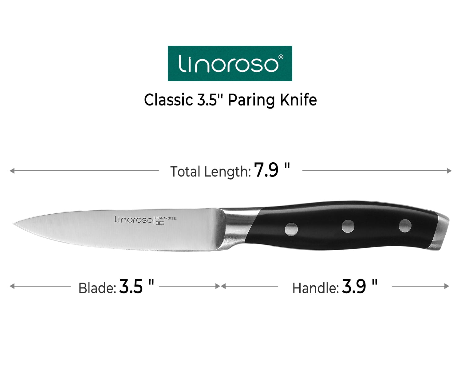 Linoroso 3.5 inch Sharp Forged Paring Knife German Carbon Stainless Steel with Elegant Gift Box