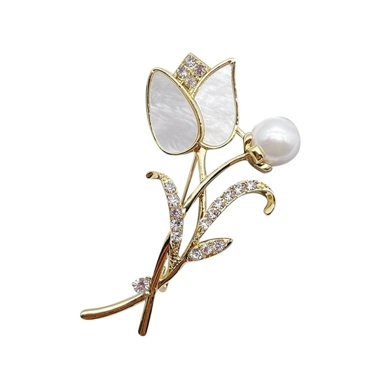 SKEDS Women Classic Pearl Crystal Flower Badges Pins Luxury Boutique  Decoration Pins Lady Party Wedding Accessories Brooches Pin