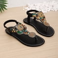 thumbnail image 2 of Xucatan Women's Bohemian Beaded Sandals, Colorful Ethnic Pattern Flat Thong Shoes with Ankle Strap, Faux Leather Casual Summer Beach Footwear, Versatile Design for Spring Outdoor Gift, 2 of 9