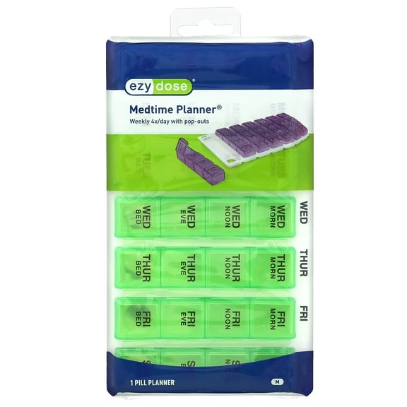 Ezy Dose Weekly One Day At A Time 4 x 7 Secure Pill Planner