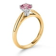 thumbnail image 3 of Gem Stone King 10K Yellow Gold Pink Lab Grown Diamond Solitaire Engagement Ring for Women (0.50 Cttw, Round 5MM, Gemstone September Birthstone, Available in Size 5, 6, 7, 8, 9), 3 of 4
