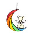 thumbnail image 1 of Colgantes de ventana hechos a mano con decoración de cadena Colgante de perro en la luna Perro Arcoiris y blanco, 1 of 9
