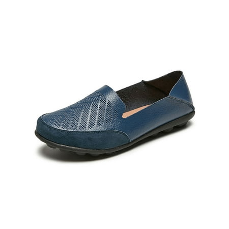 

Eloshman Womens Casual Shoe Classic Flats Slip On Loafers Walking Non-Slip Comfort Boat Shoes Lightweight Blue 10
