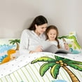 thumbnail image 4 of Castle Fairy Cartoon Dino Dinosaur 7-Piece Twin Bedding Sets for Child Preppy,Jungle Animal Bedding Comforter Set,Geometric Stripes Breathable Sheet Sets,Breathable Home Decor, 4 of 8