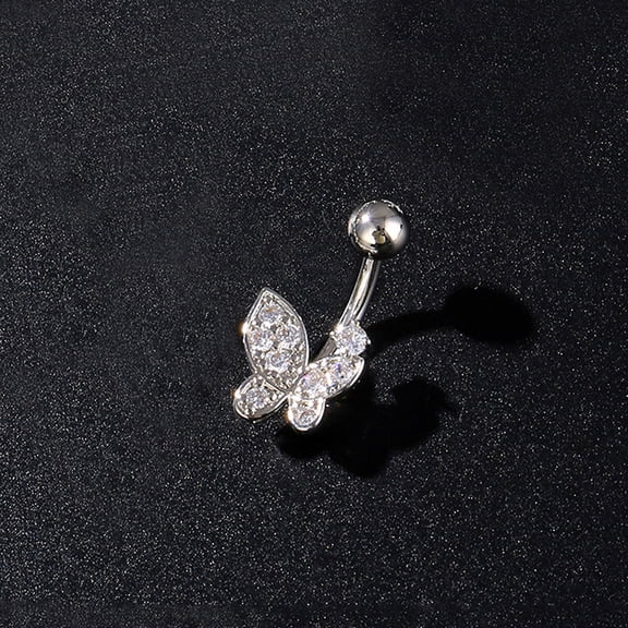 Fashion Butterfly Bow Belly Button Rings Stainless Steel Zircon Navel Piercing Ring For Women Girls Sexy Body Jewelry Gifts