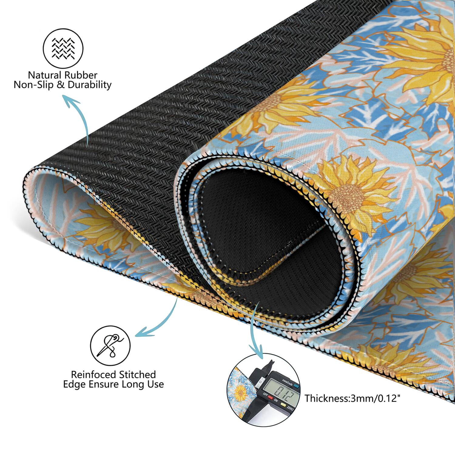 Floral Textured Rubber Mat 31.5x31.5 Inches for Mahjong Poker and Board Games Enhances Grip and Reduces Distracting Noise