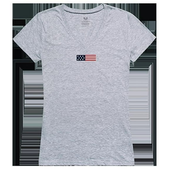 US Flag 1 Graphic V-Neck T-Shirts, Heather Grey - Medium