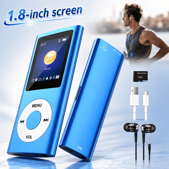 GENREEN Child's Running Bluetooth 32GB MP3/DVD Player, Blue