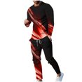 thumbnail image 2 of Wavsuf 2pcs Jogger Set Men Long Sweatsuits Sets for Mens Tight Shirt Sweatshirt and Sweatpants Orange Size 3XL, 2 of 7