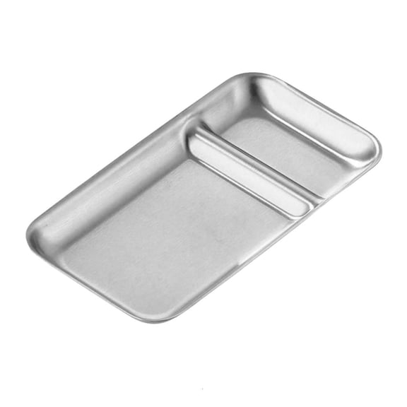 YIEMEEN Functional Stainless Steel Food Tray With Double Compartments For Organized Serving At Parties And Restaurant Setting