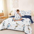 thumbnail image 3 of Castle Fairy Sport Ball Gamer King Bedding 7pcs, Blue White King Bed in a Bag,Navy Blue Reversible, 3 of 7