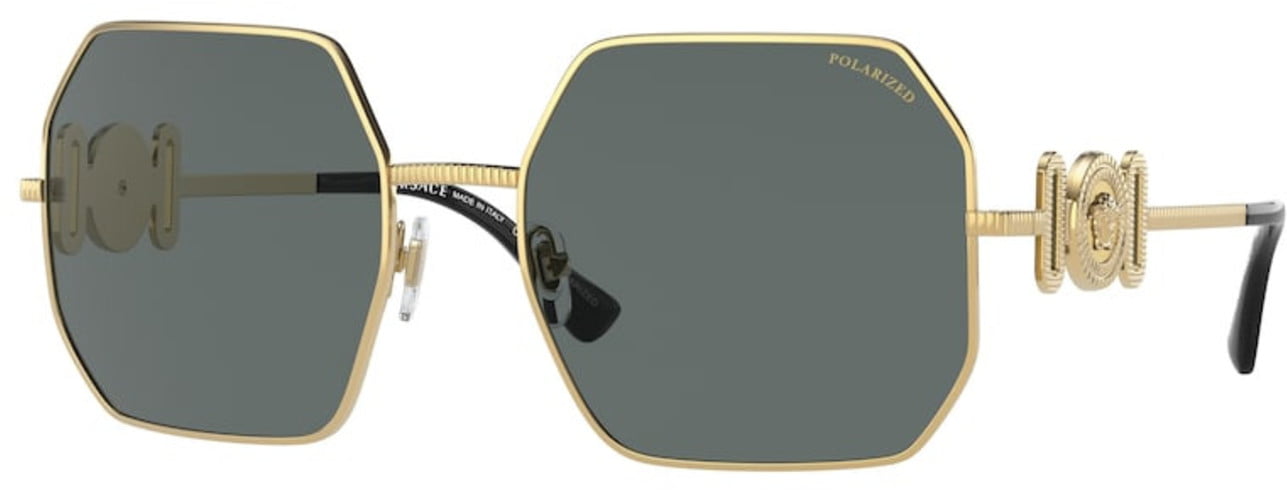 Versace VE 2248 Metal Womens Geometric Polarized Sunglasses Gold 58mm ...