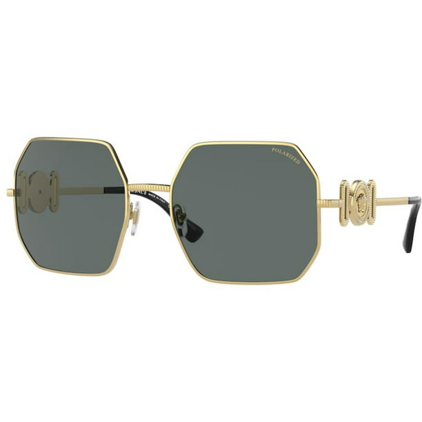 Versace VE 2248 Metal Womens Geometric Polarized Sunglasses Gold 58mm ...
