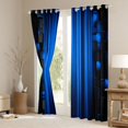 thumbnail image 3 of Manfei 3D Neon Stripes Kitchen Curtains, Vertical Lines Black Out Curtains Pack of 2 (42x63 Each), Blue Black, 3 of 6