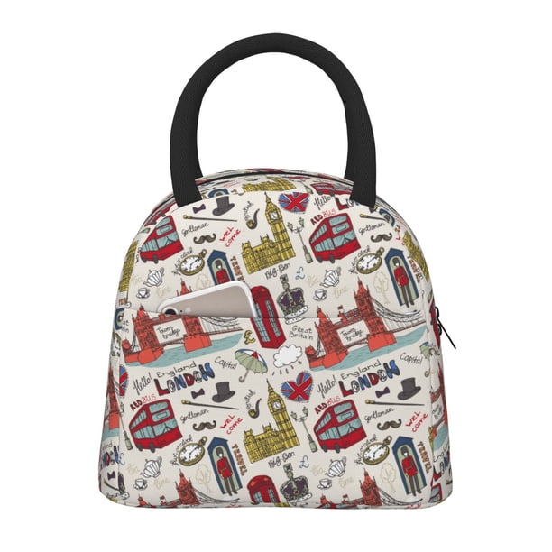 Easygdp London Landmark1 Bolsa de Almuerzo Insulada Grande, Forro de Aluminio, Diseño Espacioso, a Prueba de Fugas, Ideal para Trabajo, Picnics, Viajes y Actividades al Aire Libre