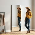 thumbnail image 5 of Spaco 64x21 Inch Frameless Full-Length Mirror, Black Tempered Glass, Distortion-Free, Heavy-Duty Frame, Wall-Mount/Free-Standing/Leaning, 5 of 7