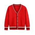 thumbnail image 3 of Boys‘ Cotton Cardigan Sweater Button-Up V-Neck Knit Basic Casual Outerwear School Uniform Sweater Striped Rib Trim Pullover, 3 of 6
