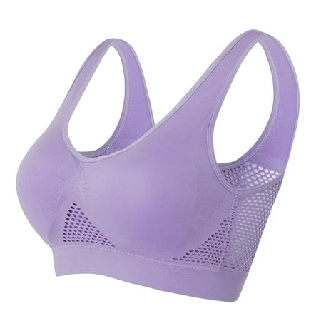 Women Bras Wireless  Gym Bra  Comfort Bras for Women  Back Smoothing Bra  Women s Running Fitness Yoga Tank Top Large Sports Vest Without Steel Rims Light Purple 5XL