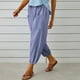 thumbnail image 5 of ICHUANYI Clearance Fashion Women Summer Casual Loose Cotton And Linen Pocket Trousers Pants(Blue, S) ICHUANYI WER2023081016550, 5 of 8