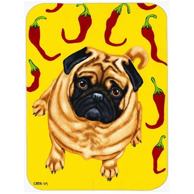 Carolines Treasures AMB1412LCB Pick a Pepper Pug Glass Large Cutting Board