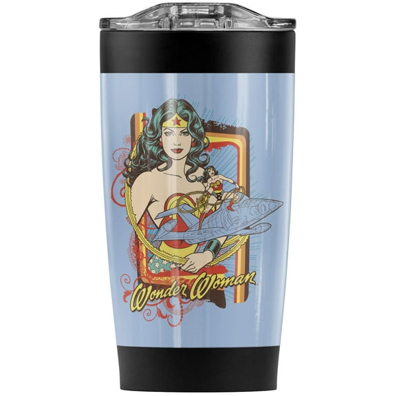 Wonder Woman And Invisible Jet Stainless Steel Tumbler 20 oz Coffee Travel Mug/Cup, Vacuum Insulated & Double Wall with Leakproof Sliding Lid | Great for Hot Drinks and Cold Beverages