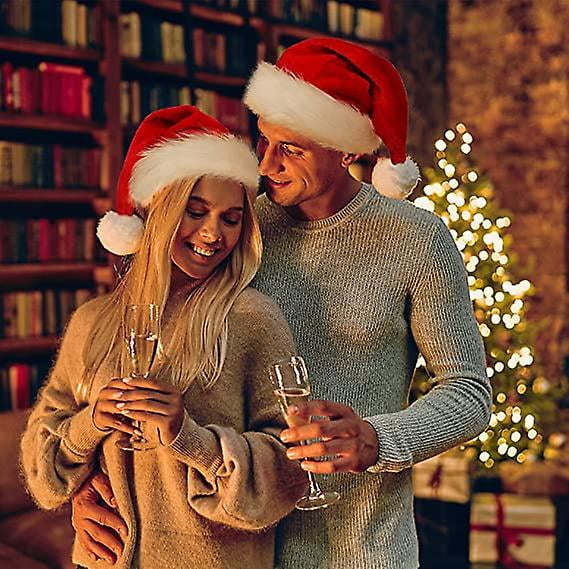 Sombrero de Navidad, Sombrero de Navidad Vacaciones para adultos Unisex, Terciopelo Confort Extra Espesor Clásico Sombrero de Papá Noel de piel para A?o Nuevo Fiesta festiva Suministros de Navidad (1pc ZefeiWu 1327534191752