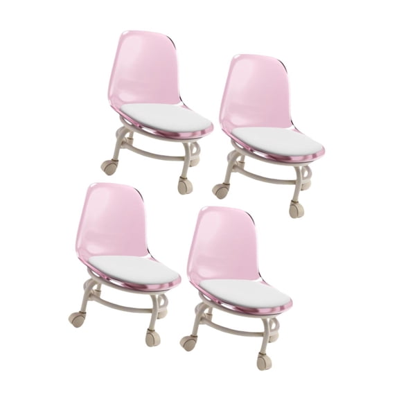 LOVIVER 4 Pieces Low Rolling Stool Scoot Stool with Wheels, Roller Stool Chair Seat for Working Home Cleaning Pink