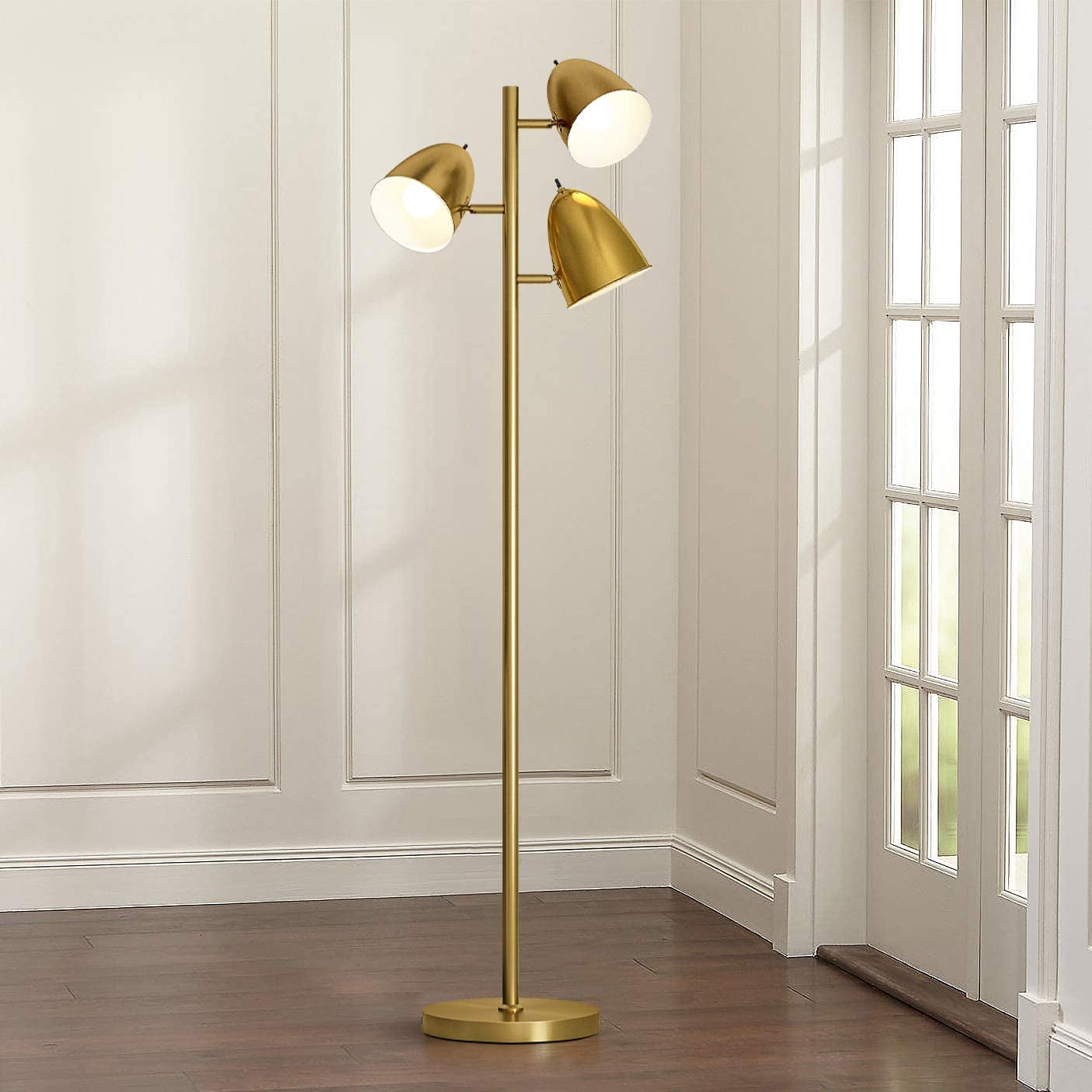 Led Reading Floor Lamp For Living Room, 3 Bulb Floor Lamp Gold