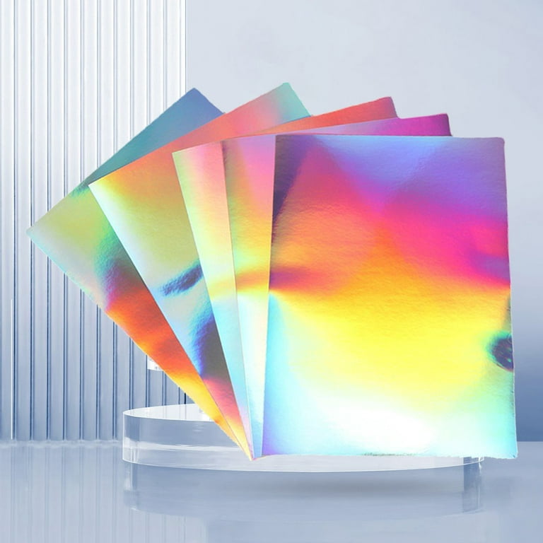 Clear Holographic Sticker Paper for Ink Jet Printer 8.5 x 11 Inches Dries Quickly Waterproof Sticker Paper Rainbow Vinyl Sticker Paper 20 Pcs
