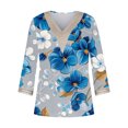 thumbnail image 5 of Levmjia Summer Womens Plus Size Tops Short Sleeve Fashion Women's V-Neck 3/4 Sleeve Lace Splicing Floral Print Casual T- Shirt Blouse Tops, 5 of 5