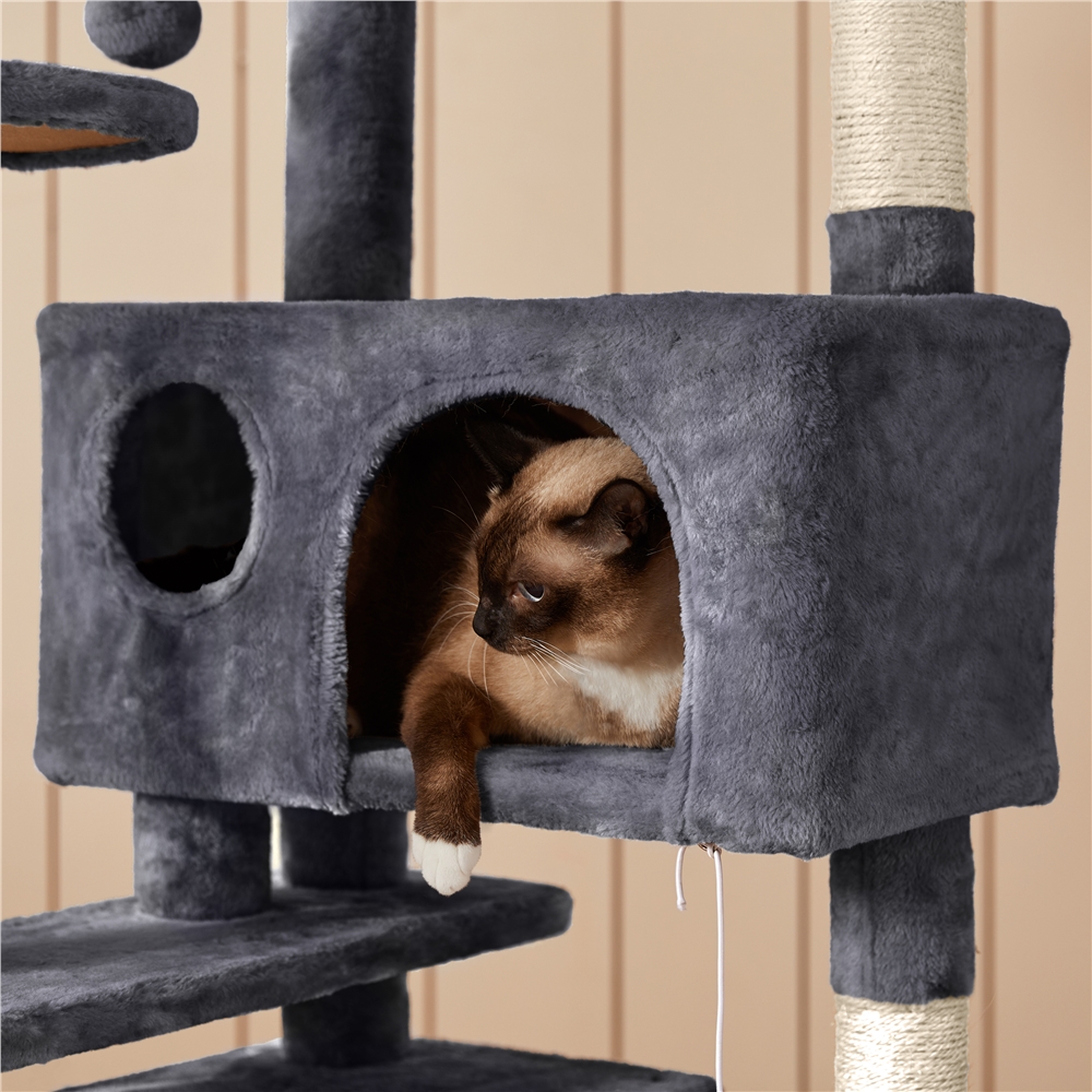 Alden Design 54.5" Double Condo Cat Tree, Dark Gray photo 6