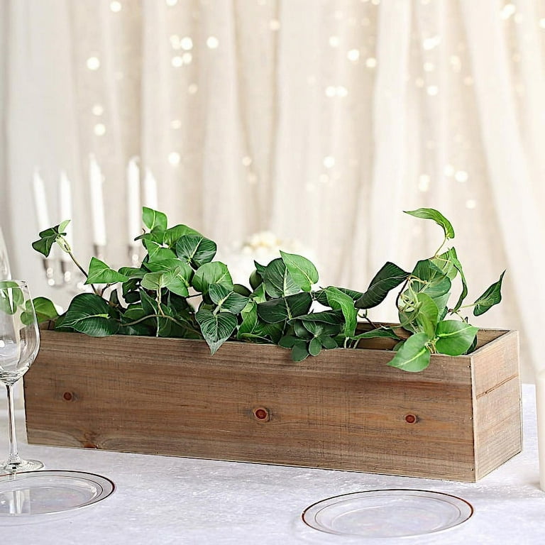 BalsaCircle 24x6 Brown Wood Rustic Rectangular Boxes Planter Holders  Centerpieces Wedding Party Crafts 