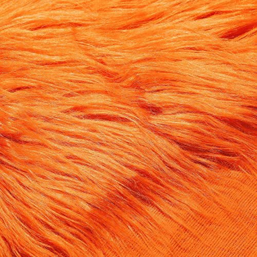 NAMZI 2 Pcs 25x25cm Orange Faux Fur Craft Patches, Fluffy Shaggy Synthetic Plush for DIY Sewing & Winter Crafts