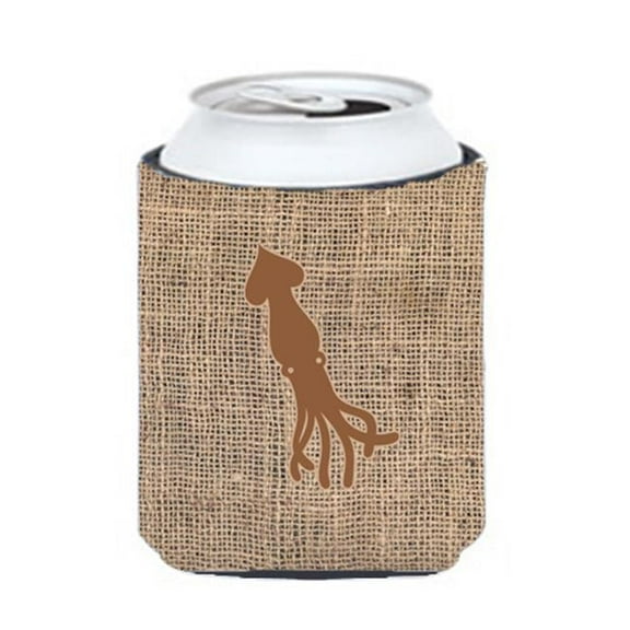 Squid Burlap And Brown Can Or Bottle Hugger